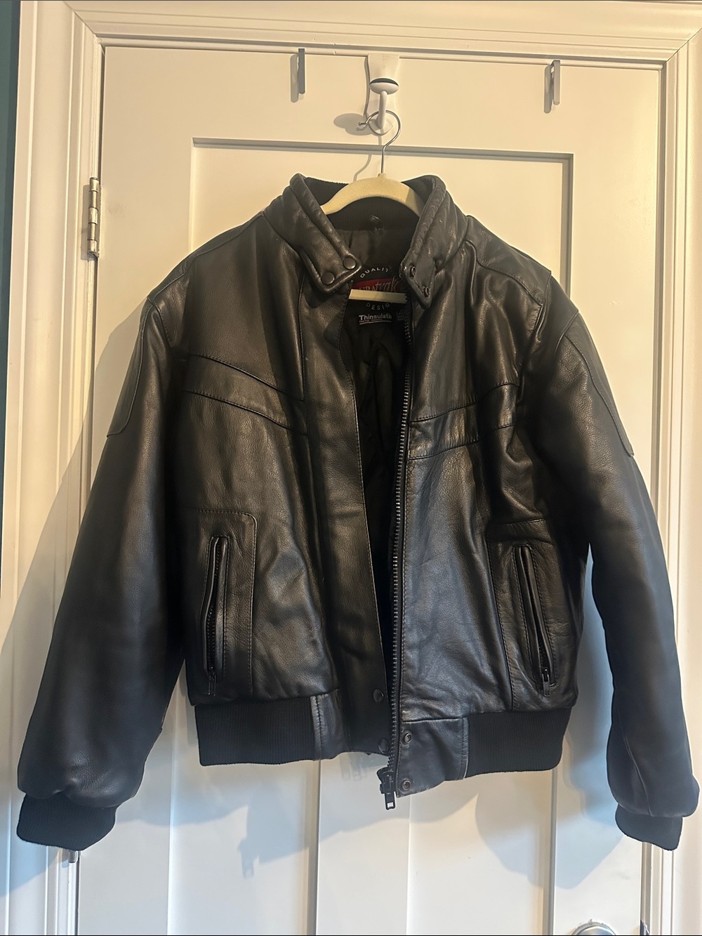 Heavy Vintage Black Leather Mototcycle Jacket